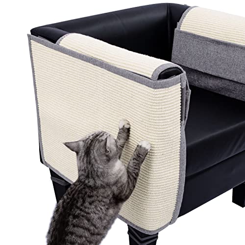 Cat Scratch Furniture Protector- Natural Sisal Furniture Protection, Couch Guards for Cats, Couch Corner Protectors for Cats, for Couch Sofa Chair Furniture, Easy Installation.(Light Gray, Left)