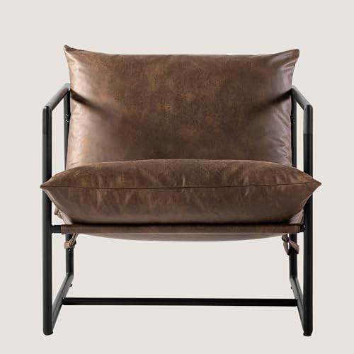 ZINUS Aidan Sling Accent Chair, Metal Framed Armchair with Shredded Foam Cushioning, Black