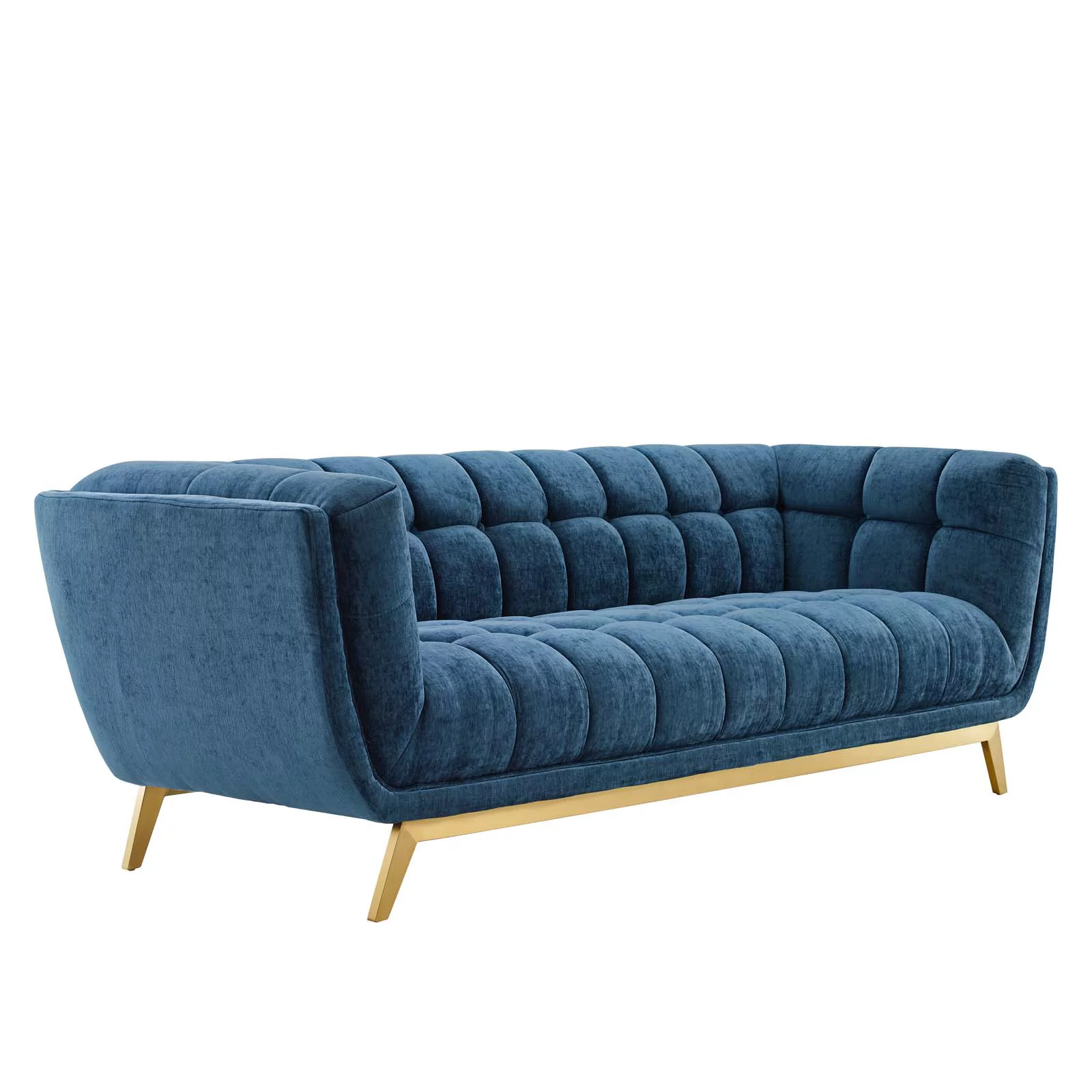 Modway Bestow Crushed Performance Velvet Sofa in Navy