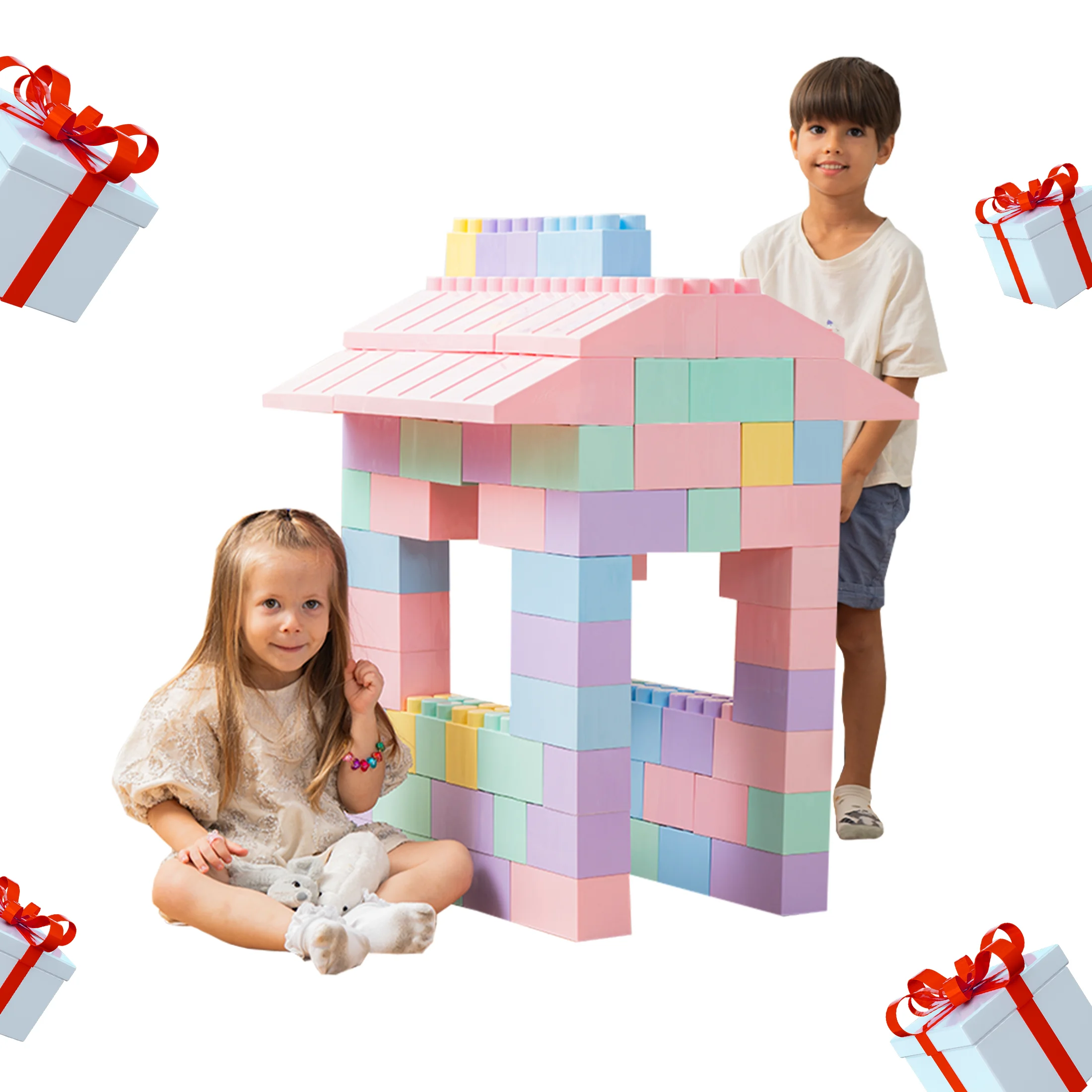 Giant Plastic Blocks Jumbo, Big Blocks, Jumbo Blocks, Big Building Blocks Jumbo, Giant Blocks, Huge Blocks, Jumbo Building Blocks, Large Blocks for Kids Ages 1 to 8 (86pcs blocks with wheels)