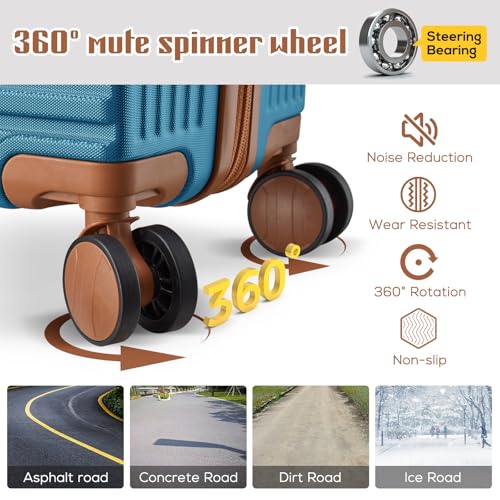 imiomo 20 Inch Expandable Carry on Luggage Sets with Spinner Wheels, Hard Shell Lightweight Rolling Travel Carry-on Suitcase with TSA Lock, Black