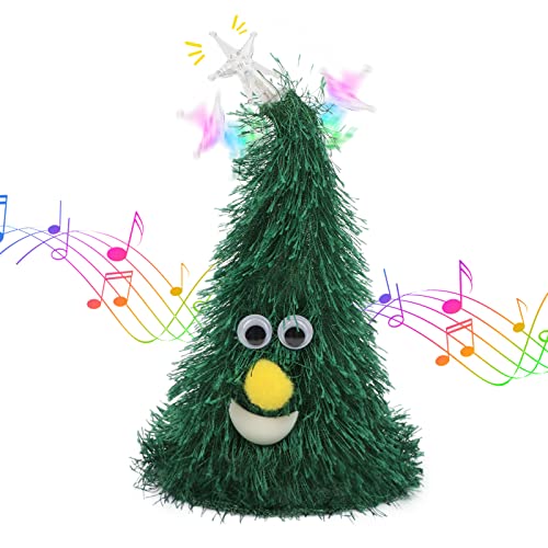 Hopearl Singing Dancing Christmas Tree Twinkling Star Rockin Electric Interactive Animated Toy Plush Buddy Gift for Toddlers, 7''