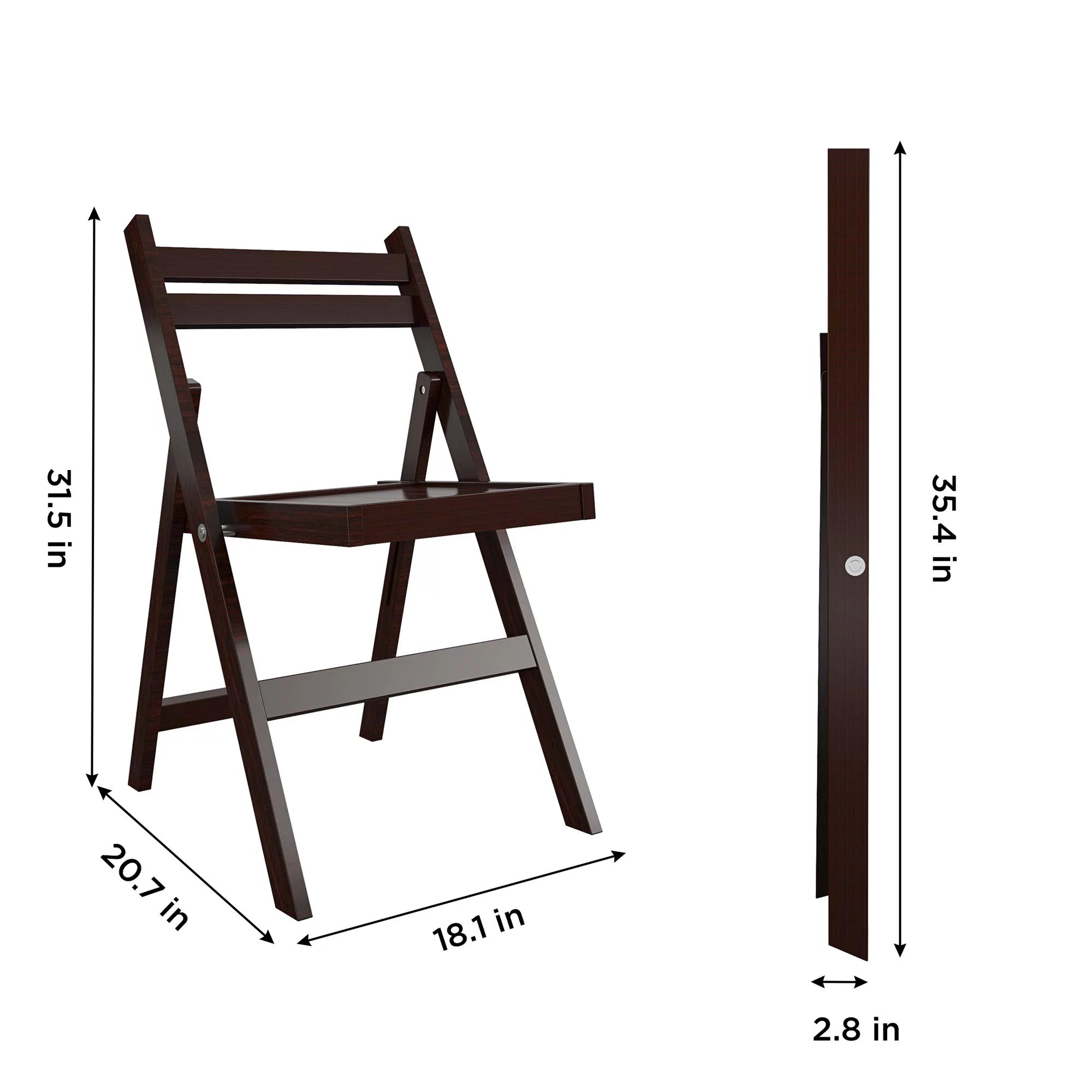 COSCO XL Folding Wood Chair, Dark Mahogany, 2-Pack