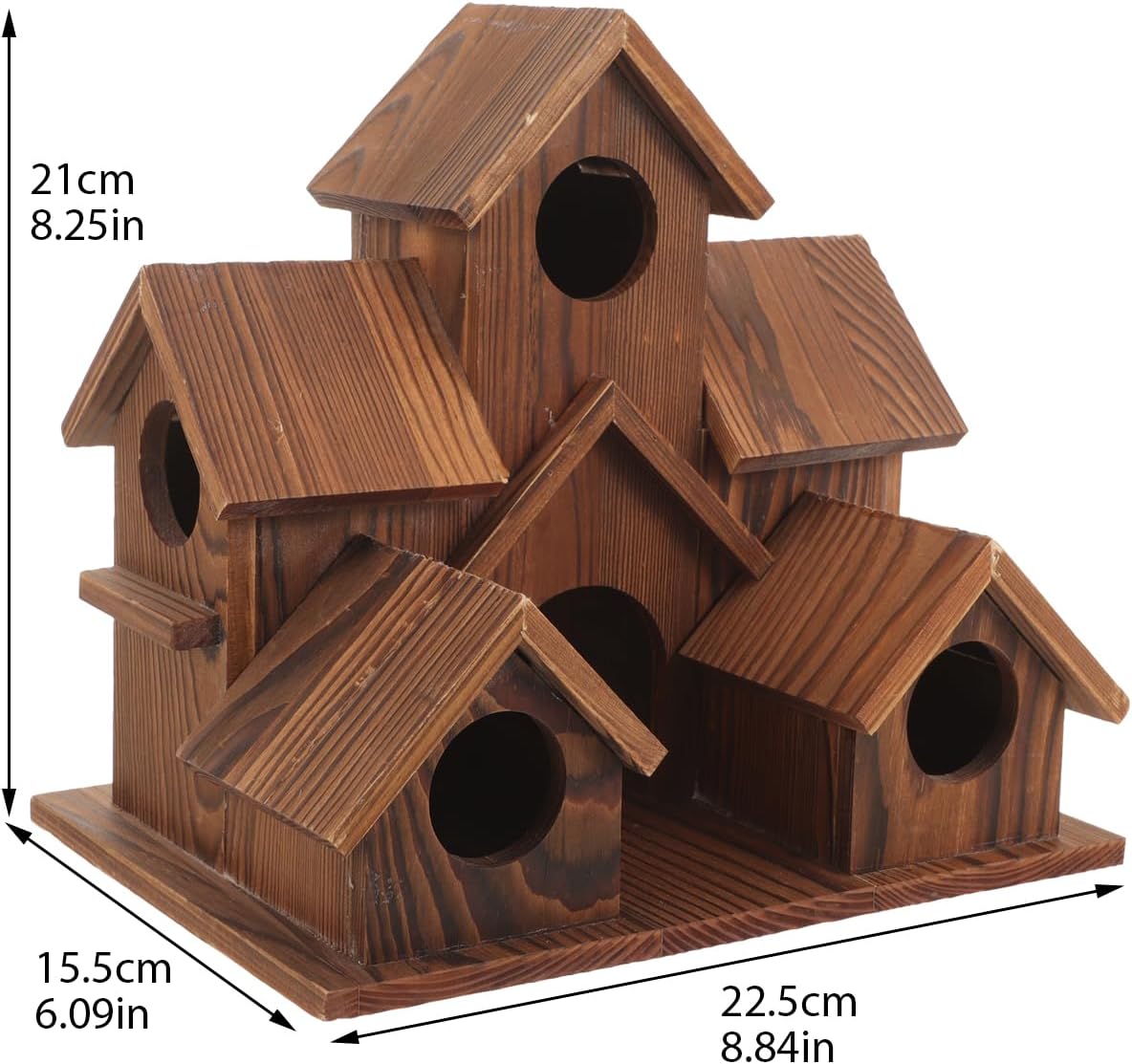 Wooden Bird House 6 Hole Handmade Natural Bird Houses for Outside Hanging for Backyard Courtyard Patio Decor Hummingbird House