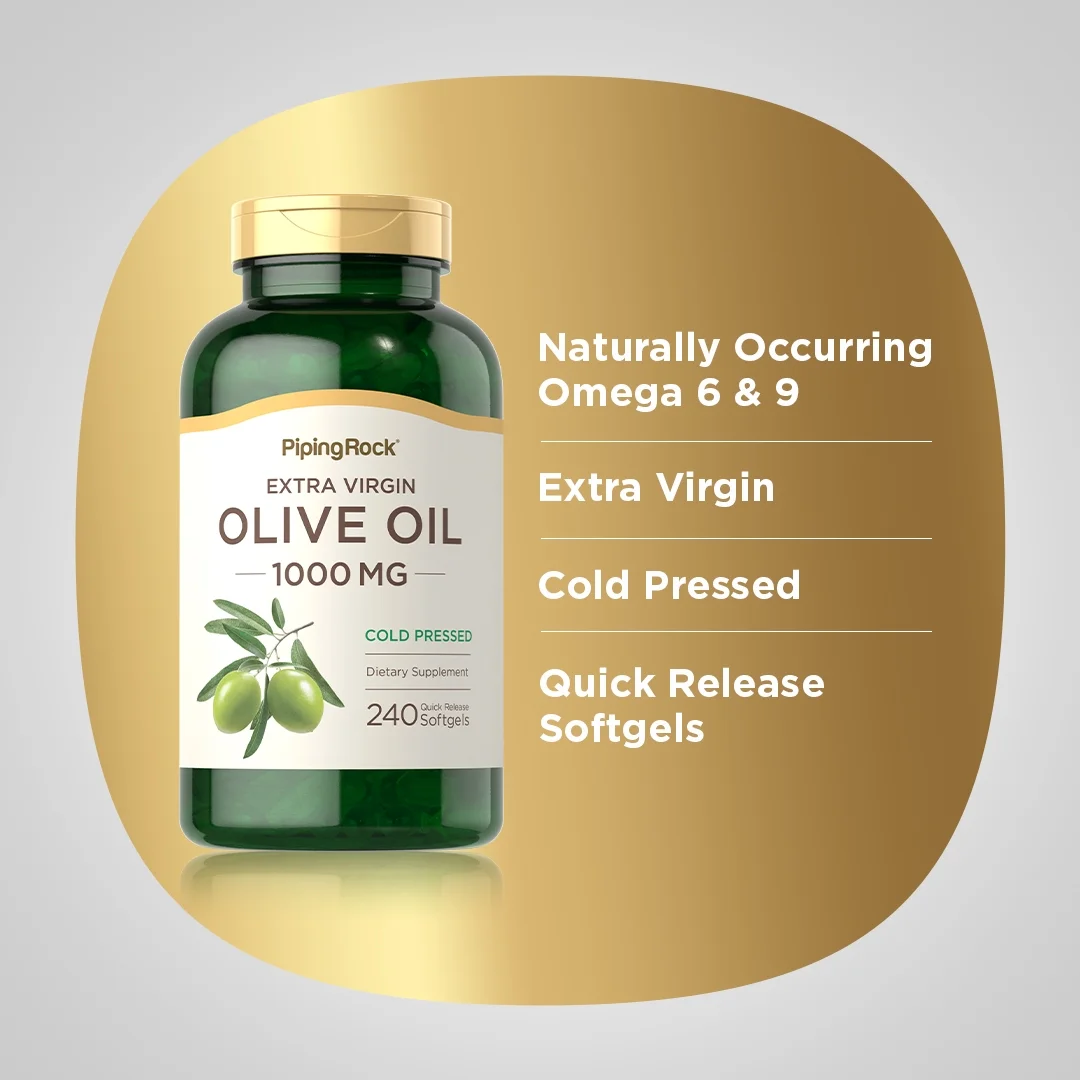 Olive Oil Softgels 1000mg | 240 Count | Extra Virgin Olive Oil | by Piping Rock