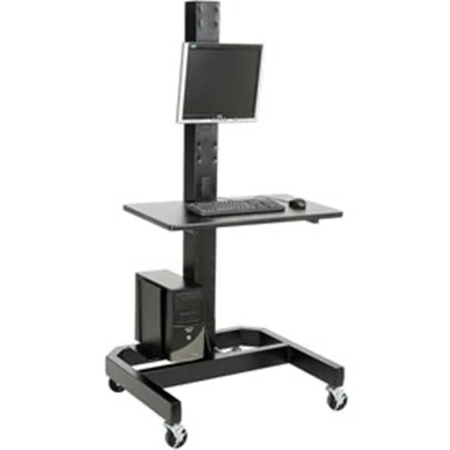 78 in. Mobile Computer Workstation with VESA Mount & Power Outlet - Black