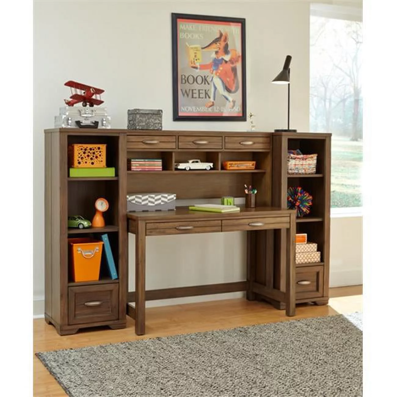 My Home Furnishings Logan- Driftwood 1301-701711801 Desk- Hutch And Chair