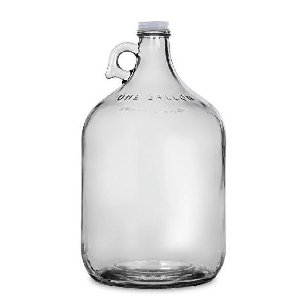 Glass Water Bottle, Includes 38 mm Metal Screw Cap, 1 gal Capacity (Pack of 4)