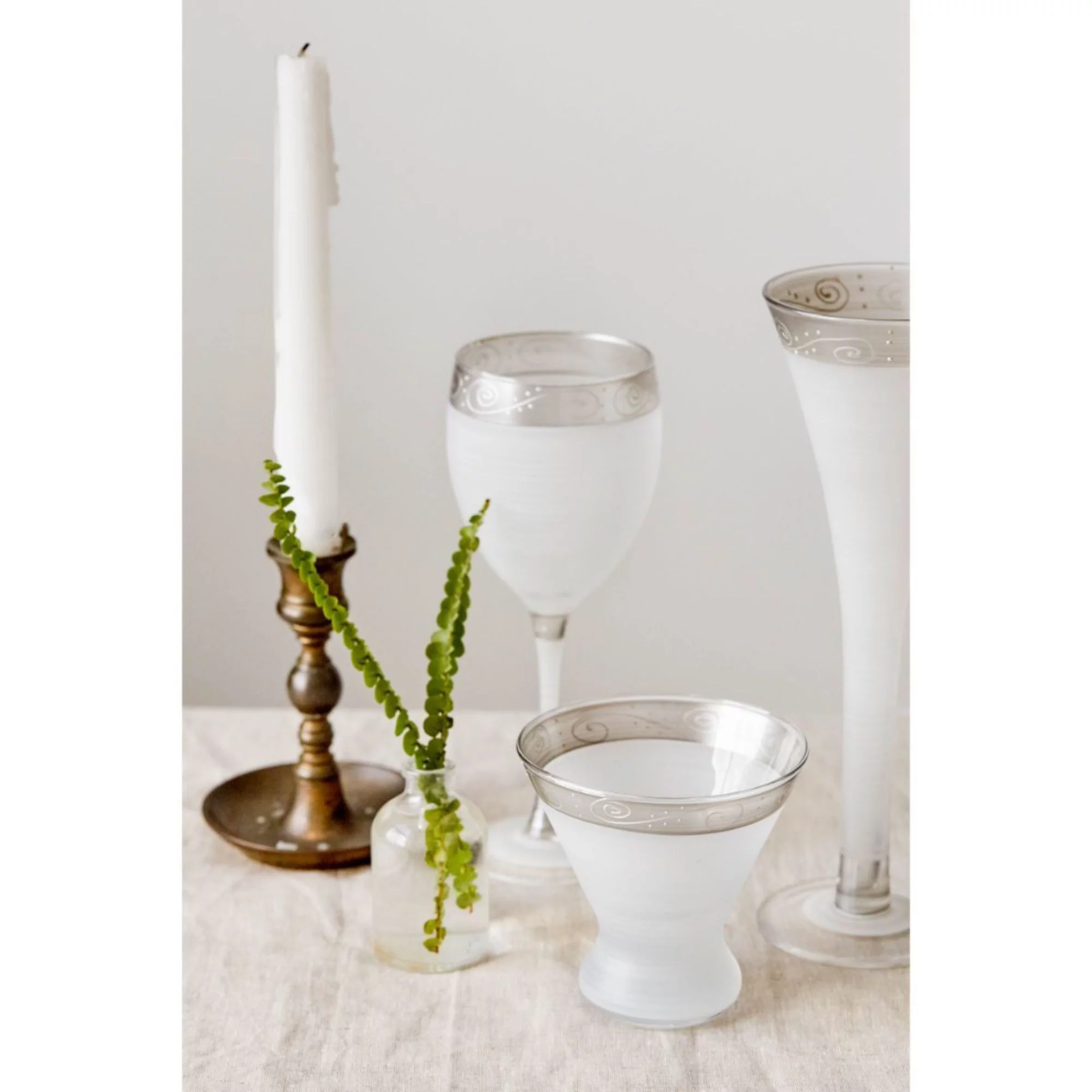 Crafted Creations Set of 2 Silver Swirls and Dots Hand Painted Cosmopolitan Wine Glasses 4