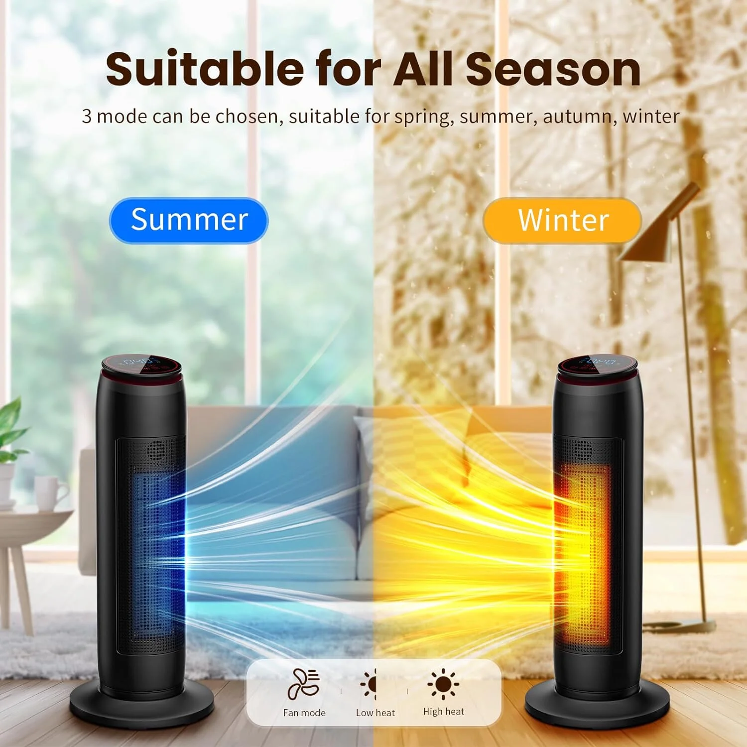 Noahas Space Heaters for Indoor Use, 1500W Fast Heating Ceramic Heater for Living ,Bedroom,Office.