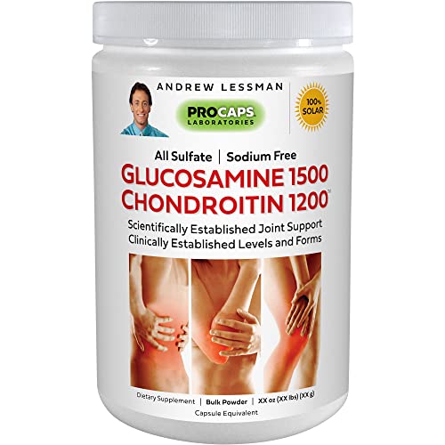 ANDREW LESSMAN Glucosamine 1500 Chondroitin 1200-180 Servings Bulk Powder – 100% Sulfate Form, Research Established Ingredients and Levels for Support of Healthy Joint Tissue. Highly Soluble Powder