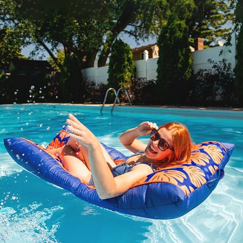 Big Joe Kona Hammock No Inflation Needed Pool Lounger with Headrest, Quick Draining Fabric, 4 feet Big