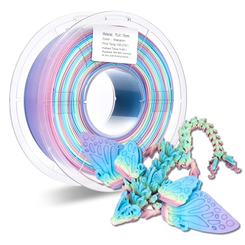 Rainbow 3D PLA Printer Filament 1.75 mm, Matte 3 D PLA Printing Print Filament +/-0.03mm, 1kg/2.2lbs