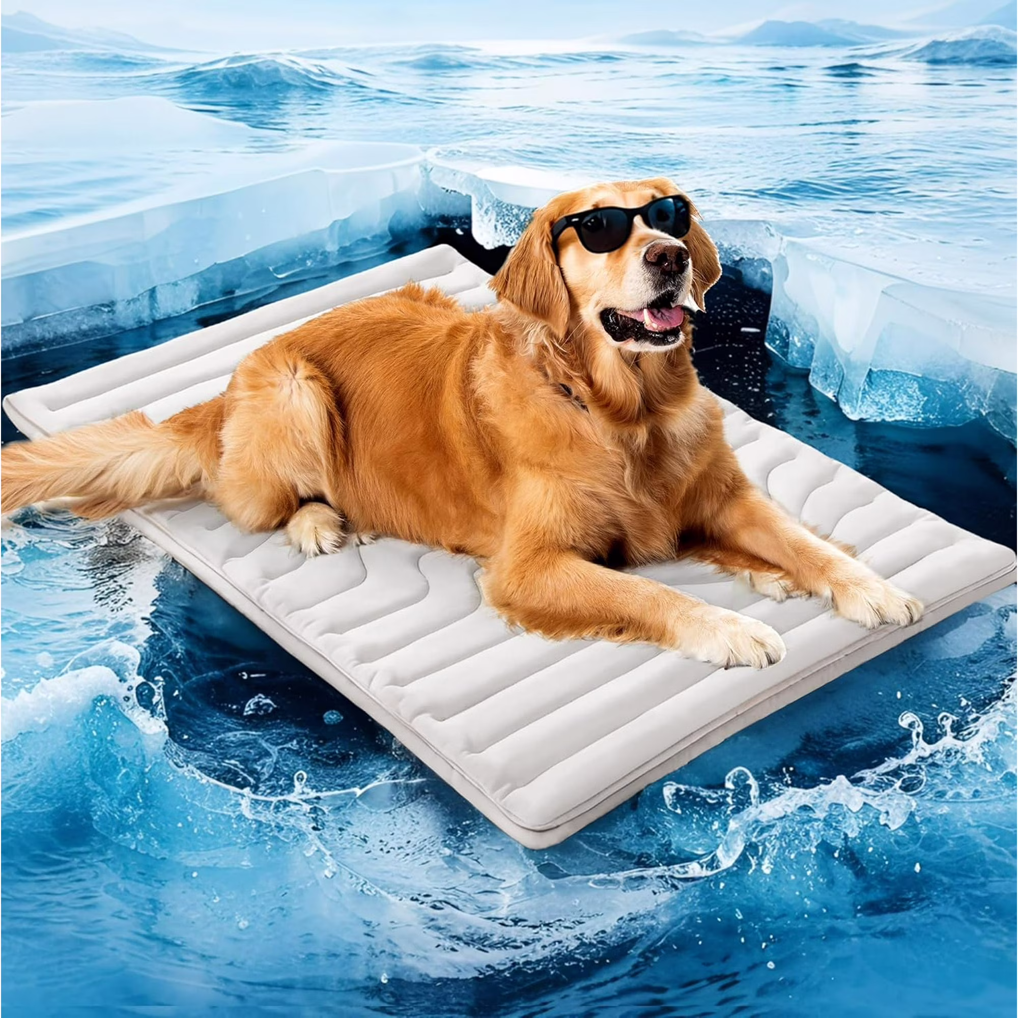 Dog Cooling Mat, 48" x 28"Large, Cooling Pad Reversible (Cool & Warm), Pet Cool Mats for Dog and Cat use in Crate, Kennel, Bed, Sofa, Machine Washable, Durable, Non-Gel, Glacial Grey
