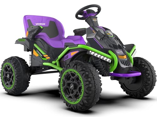 24V Ride on Toy for Big Kids, Kids' Electric Vehicles Outdoor Race Toy with 4 Strong Motors Total 300W Bluetooth Speaker and 24V 7AH Big Battery, Adjustable Seat, Electric Cars for Children 3-12