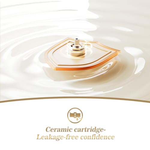 Phiestina Brushed Gold One Hole High Bathroom Vessel Sink Faucet, Single Hole Single Handle Tall Bathroom Faucet, with Pop Up Drain and Water Supply Line,FH01-BG-V