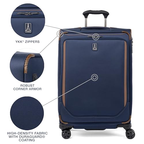 Travelpro Crew Classic Lightweight Softside Expandable Checked Luggage, 8 Wheel Spinner Suitcase, TSA Lock, Men and Women, Checked Large 29-Inch, Patriot Blue