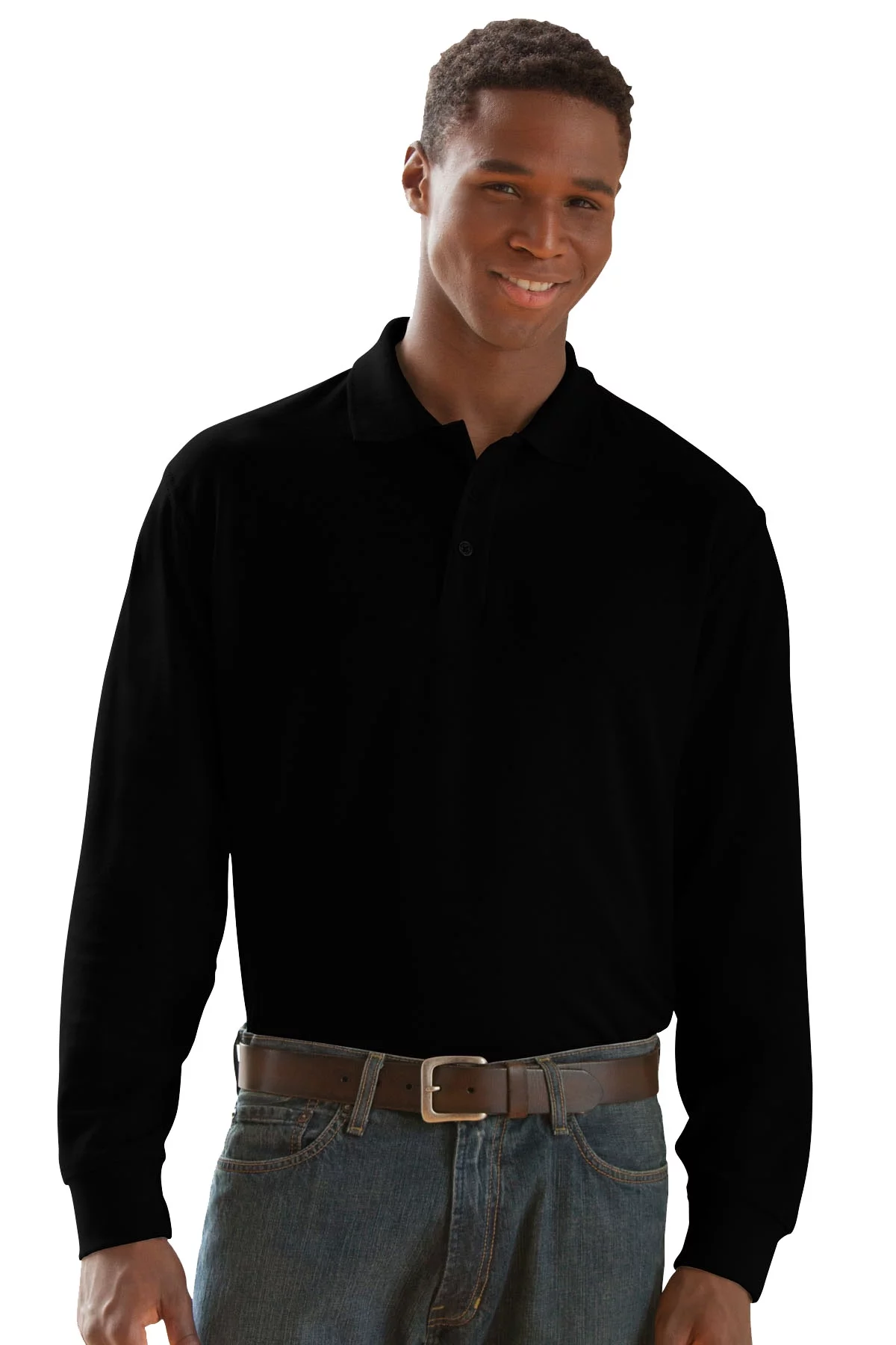 Long Sleeve Soft-Blend Double-Tuck Pique Polo