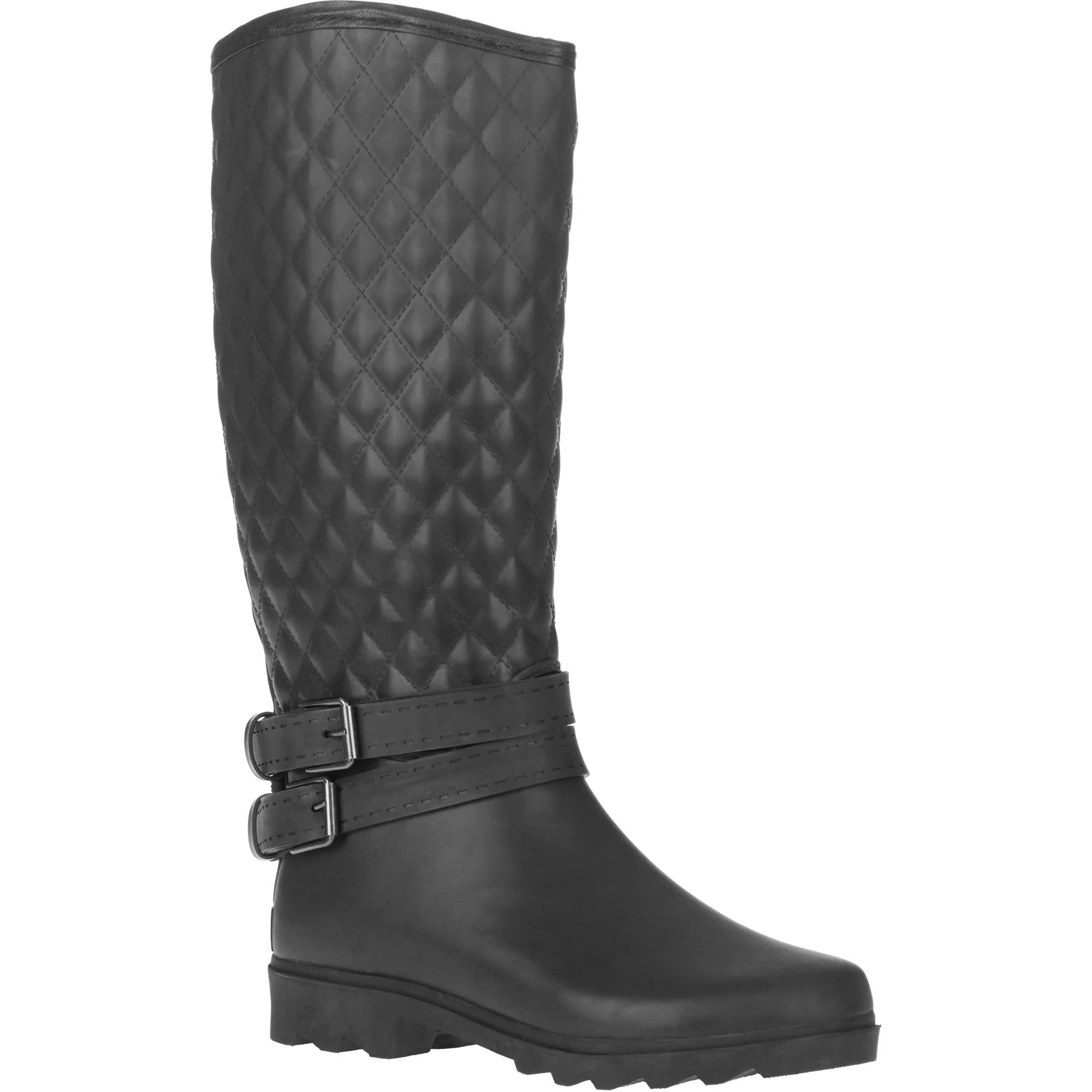 Forever Young Women's Quilted Double Buckle Couture Tall Rain Boot