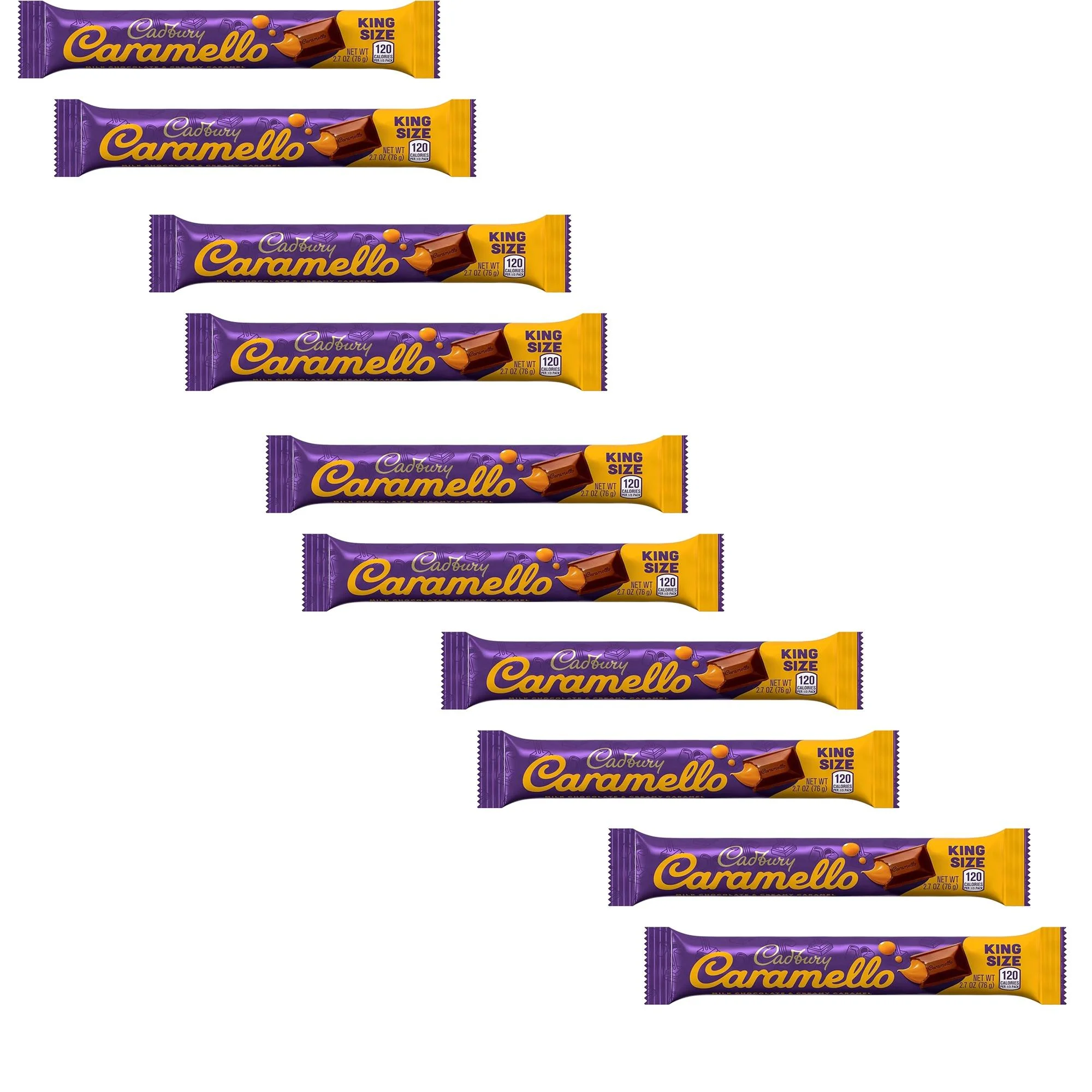 10 Pack CADBURY CARAMELLO Best Milk Chocolate Caramel King Size Candy Bars | 2.7 oz | RADYAN®