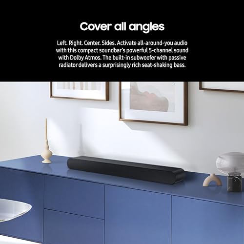 SAMSUNG HW-S50B/ZA 3.0ch All-in-One Soundbar w/Dolby 5.1, DTS Virtual:X, Q Symphony, Built in Center Speaker, Adaptive Sound Lite, Bluetooth Multi Connection, 2022 Black