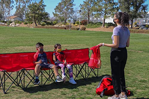 PowerNet Carli Lloyd 6 Seater Team Bench, Backpack Style Carry Bag Included, Ultra Portable, Great for Teams, Soccer Basketball Football Practice and Games