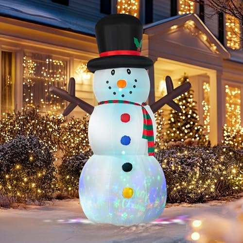 VIVOHOME 6FT Christmas Inflatable Outdoor Decoration, Snowman with Penguin, Navidad Blow Up Yard Decor with Built-in LED Light for Lawn, Garden, Party