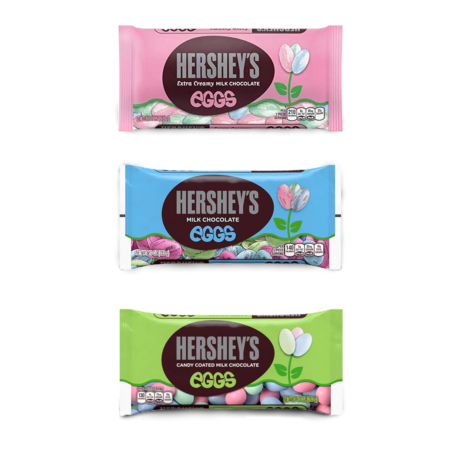 Hershey's Chocolate Easter Eggs Bundle - 3 Pack of Hershey Eggs - 9oz Hershey Chocolate Eggs, 9oz Hershey Candy Coated Eggs, 9oz Hershey Extra Creamy Chocolate Eggs - Easter Candy