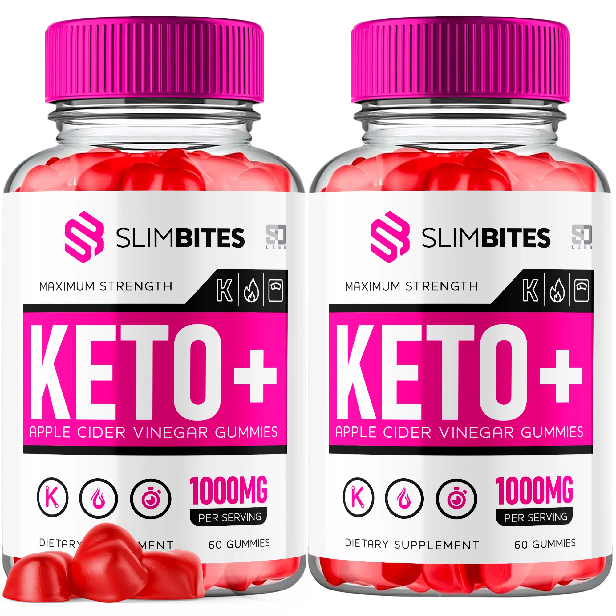 (2 Pack) Slim Bites Keto ACV Gummies - Apple Cider Vinegar Supplement for Energy & Focus - Dietary Supplement Gummies with Apple Cider Vinegar Folate Vitamin B12 B6 Beet Root (120 Gummies)