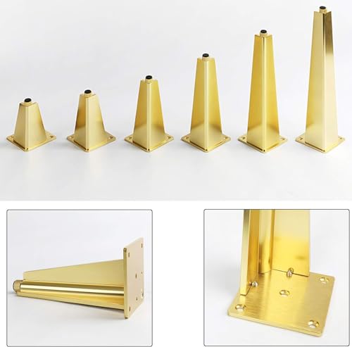 4 Piece Adjustable Furniture Feet, DIY Metal Cabinet Feet, Wardrobe Feet Bed Feet Sofa Feet Table Feet, Aluminium with Screws (Gold 30cm)(Gold,30cm)