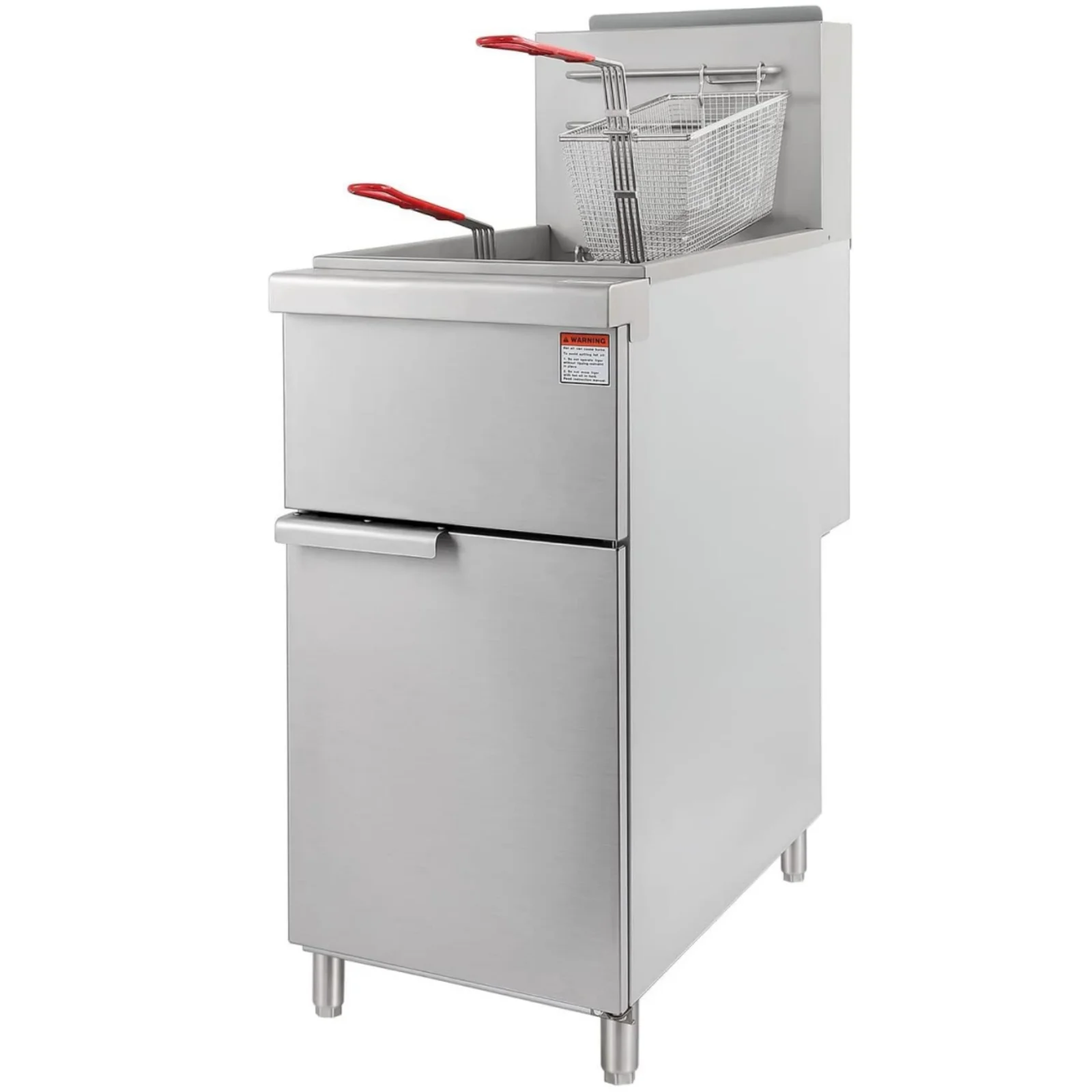 HOCCOT Commercial Deep Fryer with 3 Tube Burners, Stainless Steel Gas Floor Fryer in 90,000 BTU, 40lb. Capacity Deep Fryer with 2 Baskets for Restaurant Kitchen Food truck, 200℉-400℉ Adjustable Temp