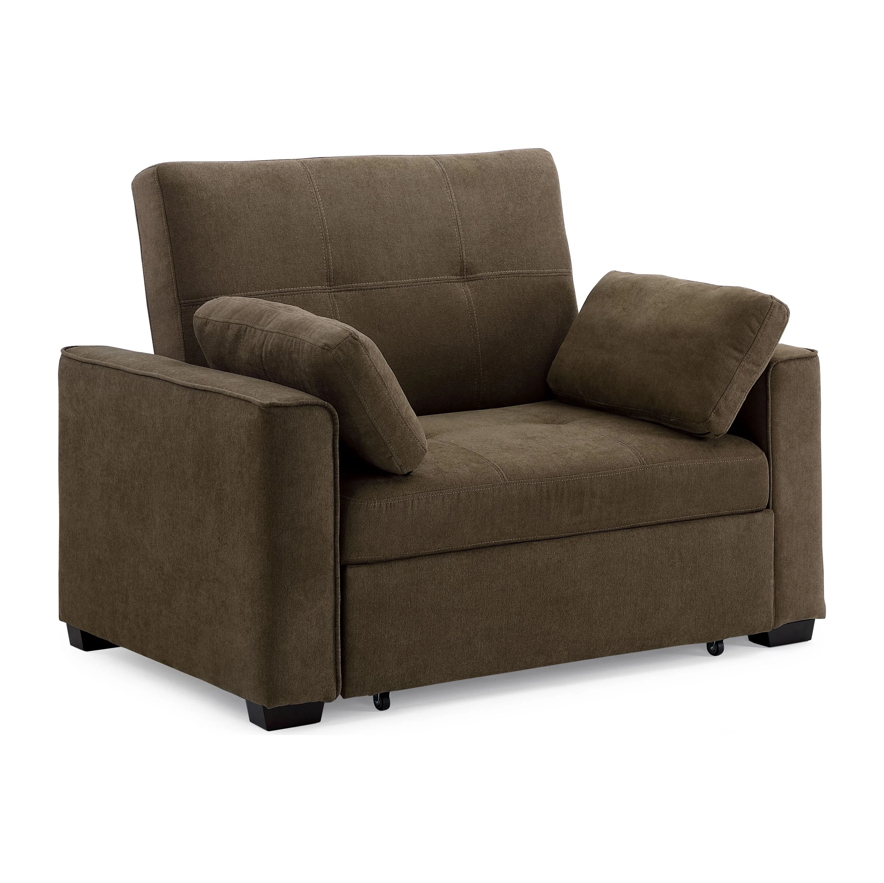 Nantucket Pull-Out Chenille Sleeper Sofa with Accent Pillows, Full Size, Cappuccino