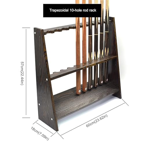 Wooden Billiards Cue Rack - 10 Holes Pool Stick Holder for Game Room, Bars & Clubs - Durable Light Brown Cue Storage for Billiard Players