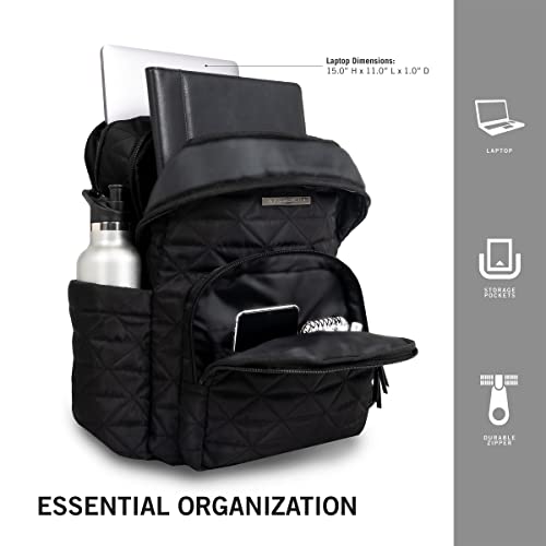 Kenneth Cole REACTION Diamond Tower Collection Lightweight Hardside Expandable 8-Wheel Spinner Travel Luggage, Black, 20-Inch Carry On