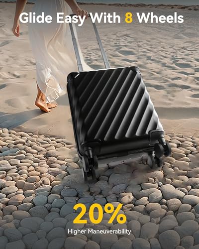 LUGGEX Luggage with Spinner Wheels, Polycarbonate Expandable Hard Shell Suitcase, Carry On 20 Inch, Charcoal Metallic