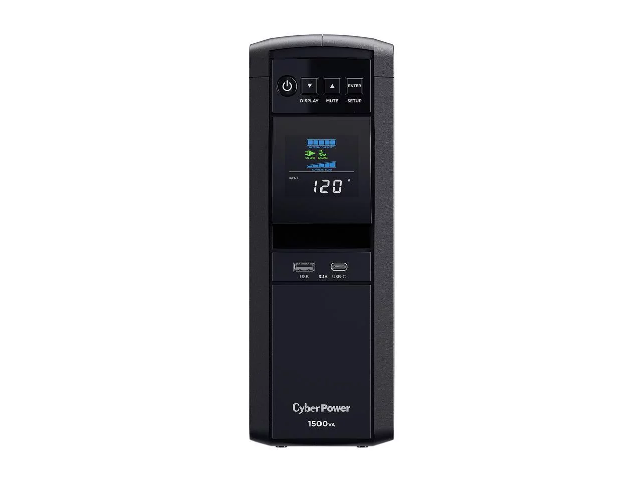 CyberPower CP1500PFCLCD PFC Sinewave UPS System, 1500VA/1000W, 12 Outlets, AVR, Mini Tower