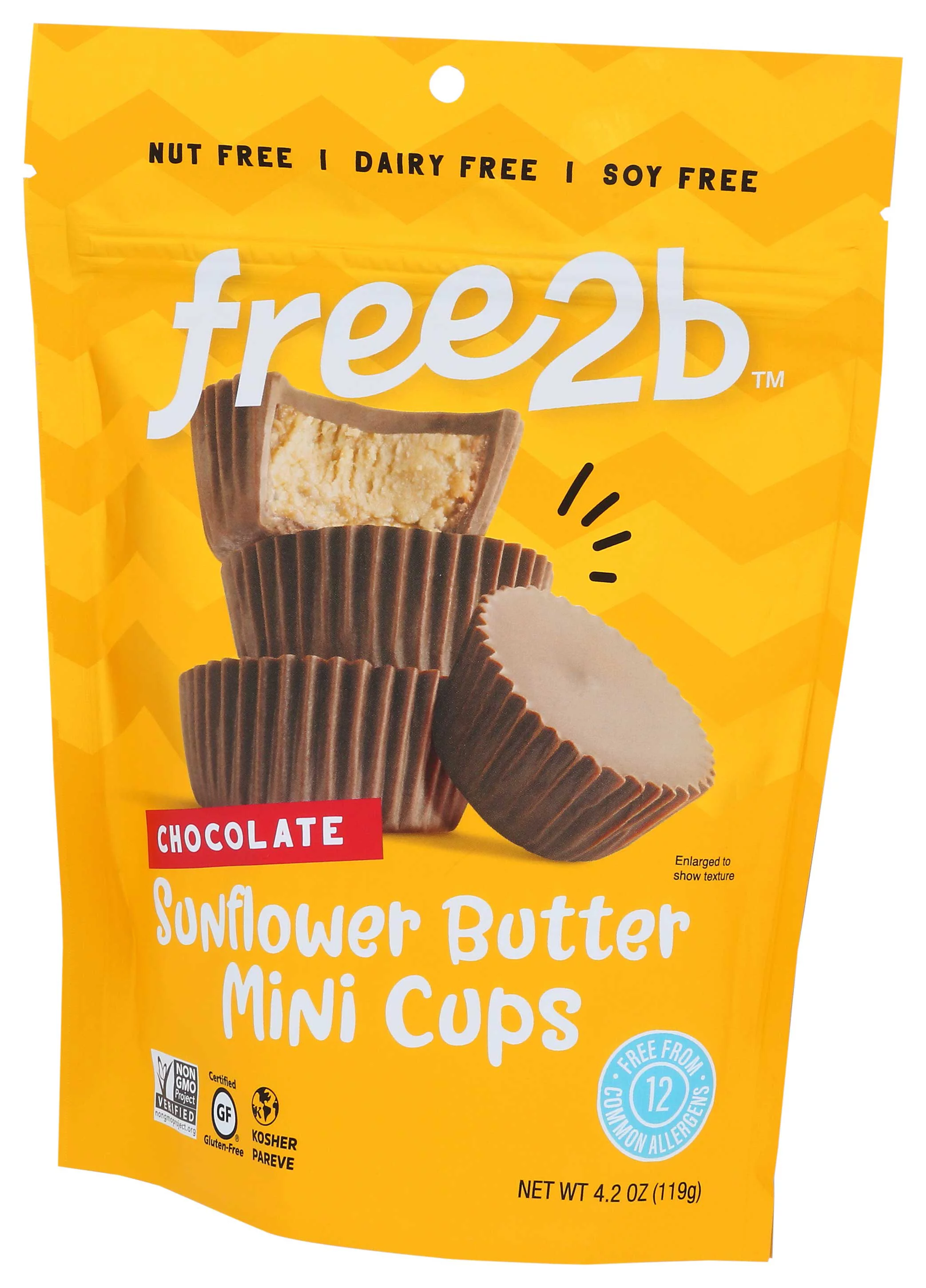 Free2b Dark Chocolate Sunflower Butter Mini Cups, 4.2 Ounces, 6 Per Case
