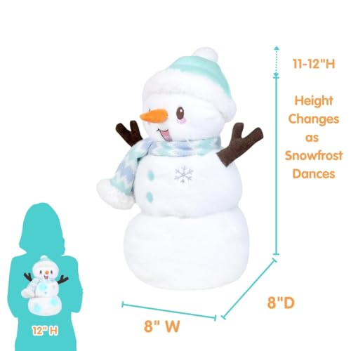 Cuddle Barn - Snowfrost The Snowman | Animated Dancing Light-up Christmas Snowman Plush Toy Activated by Carrot Nose Sings Winter Wonderland, 12 inches