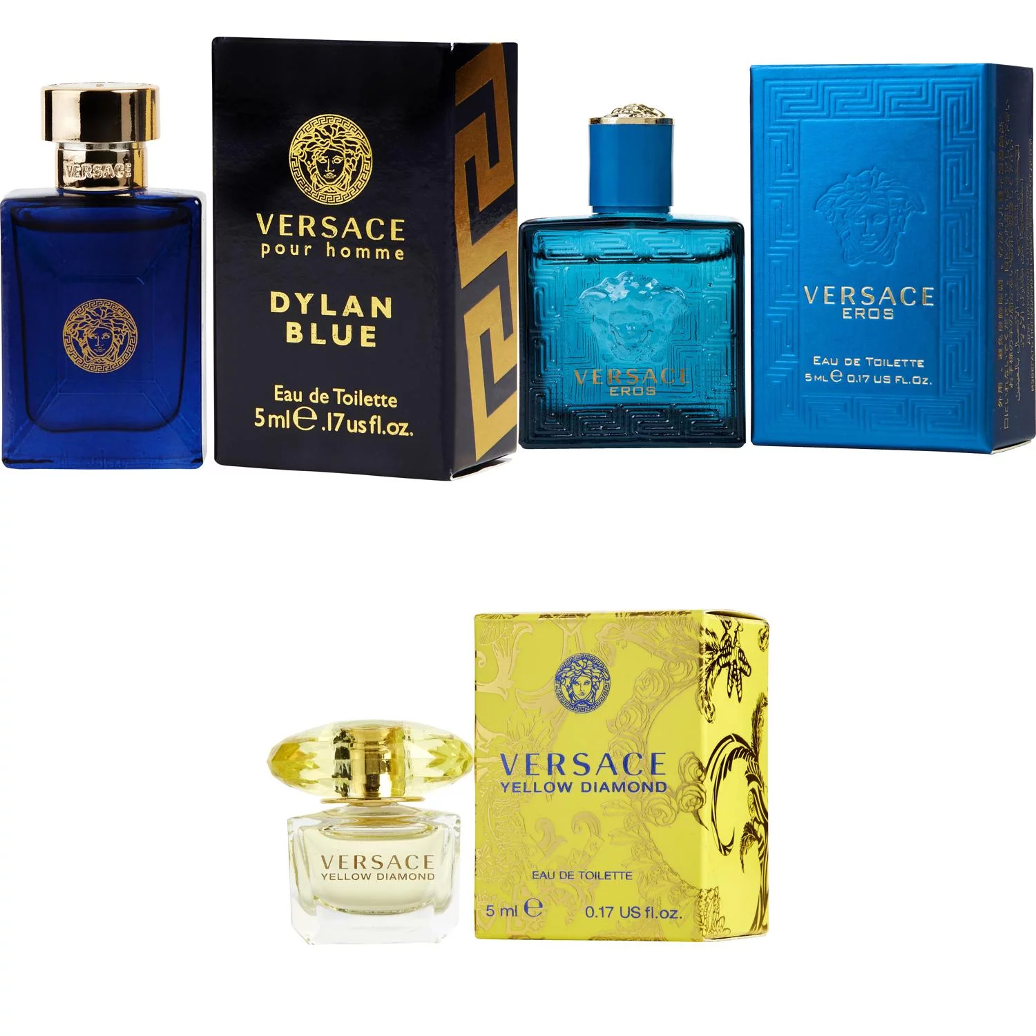 Versace Dylan Blue EDT, Eros Men EDT, Yellow Diamond  EDT - 5ml 3PK Kit