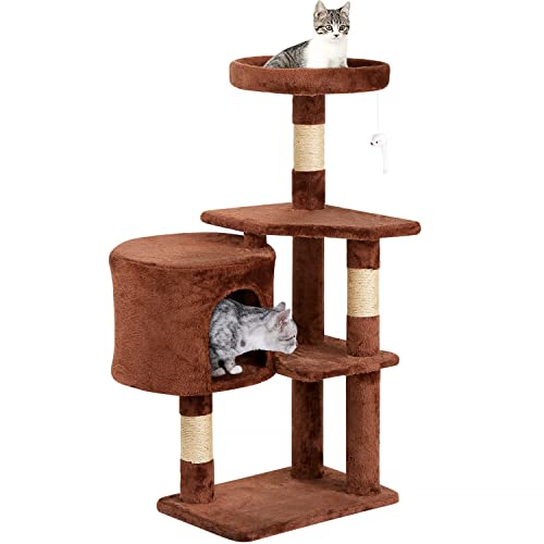 BestPet Cat Tree 36 inch Tall Scratching Toy Activity Centre Cat Tower Cat Condo Multi-Level Furniture Scratching Posts for Indoor Cats,Beige