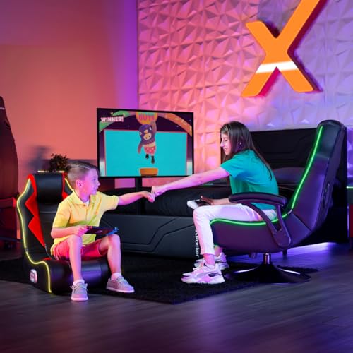 X Rocker Flash 2.0 BT Video Gaming Floor Chair with Headrest Mounted Speakers, Foldable, Bluetooth Audio Speakers