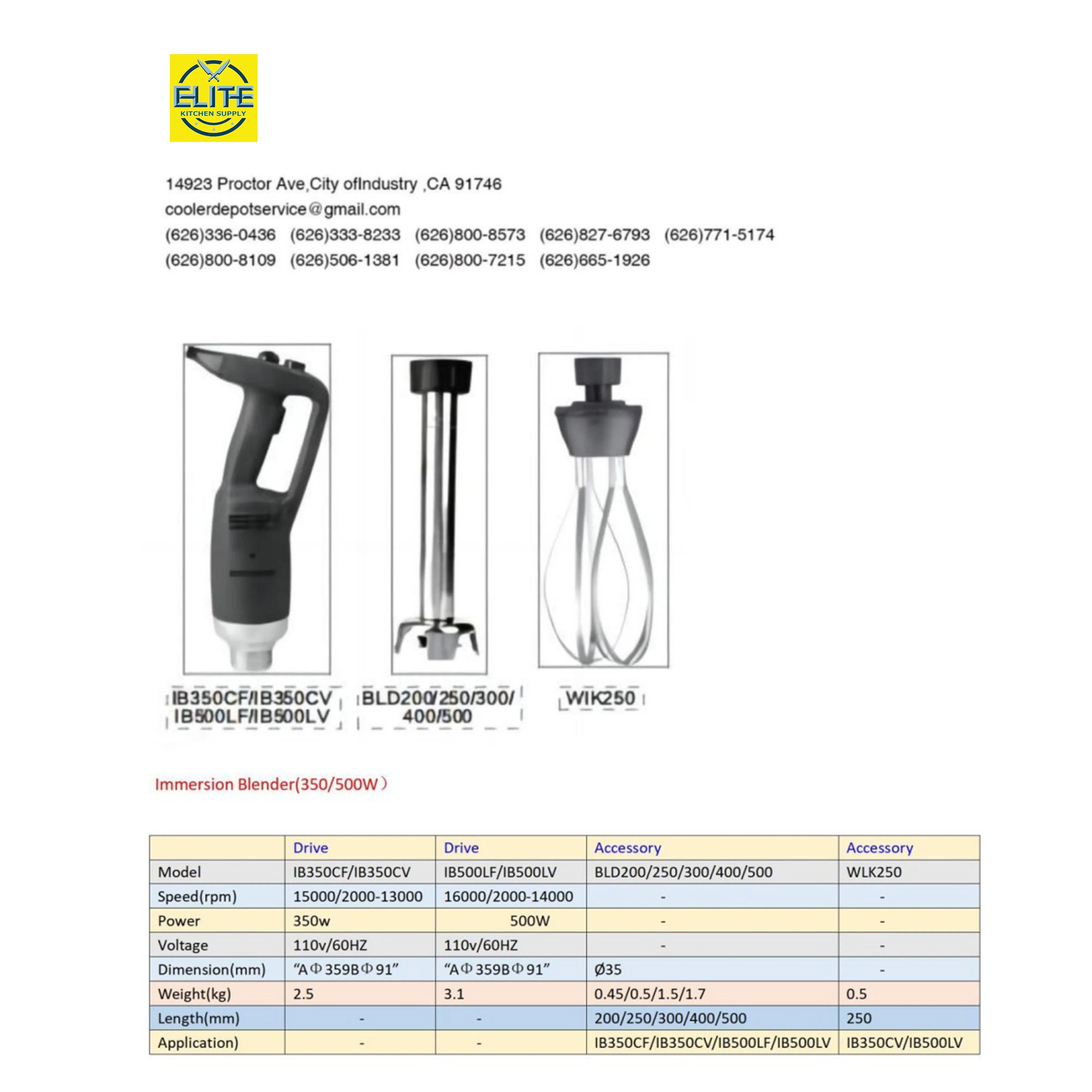 EKS Commercial Immersion Blender Heavy Duty Hand Mixer 350W