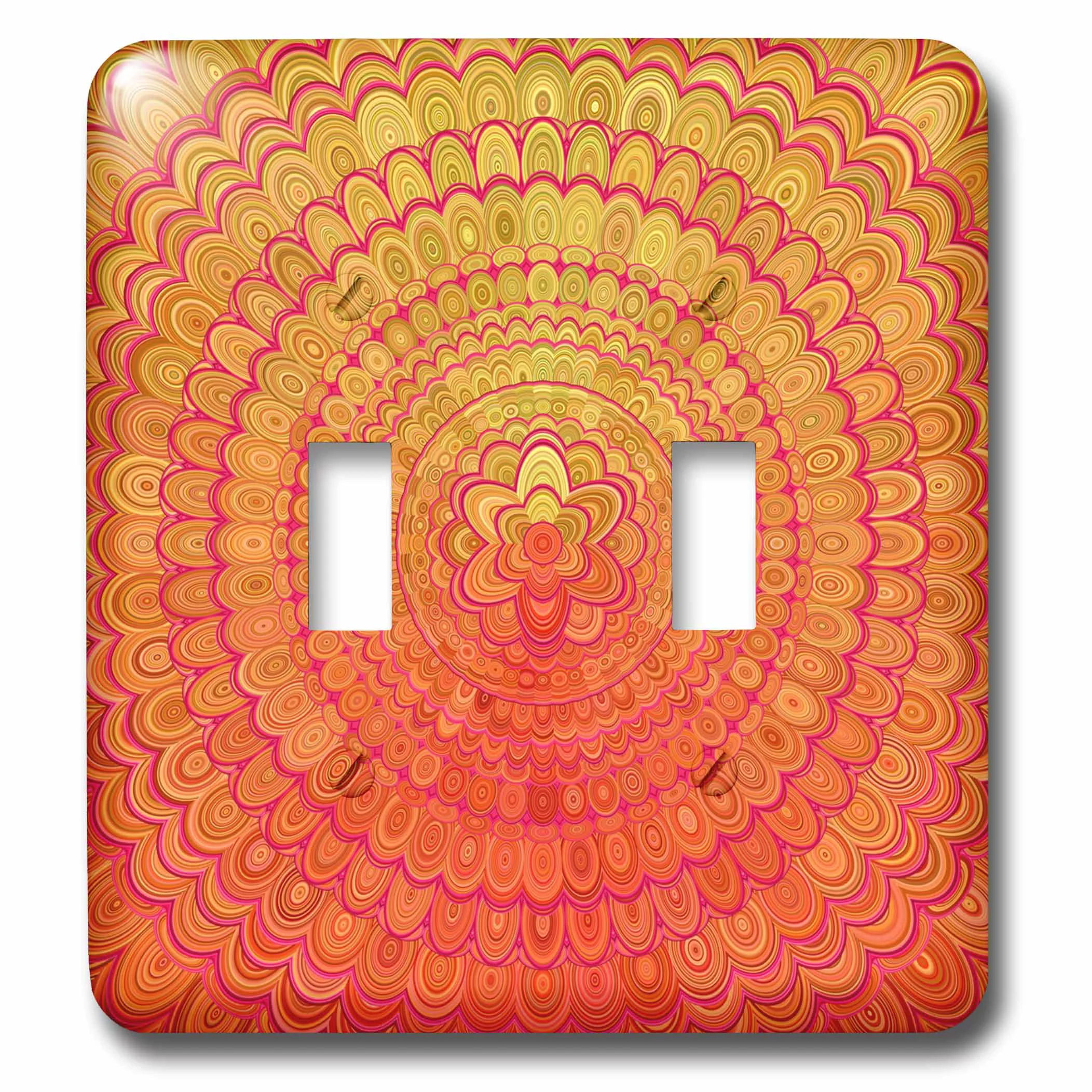 3dRose Aztec Flower Mandala - abstract floral mandala design - Double Toggle Switch (lsp_284128_2)