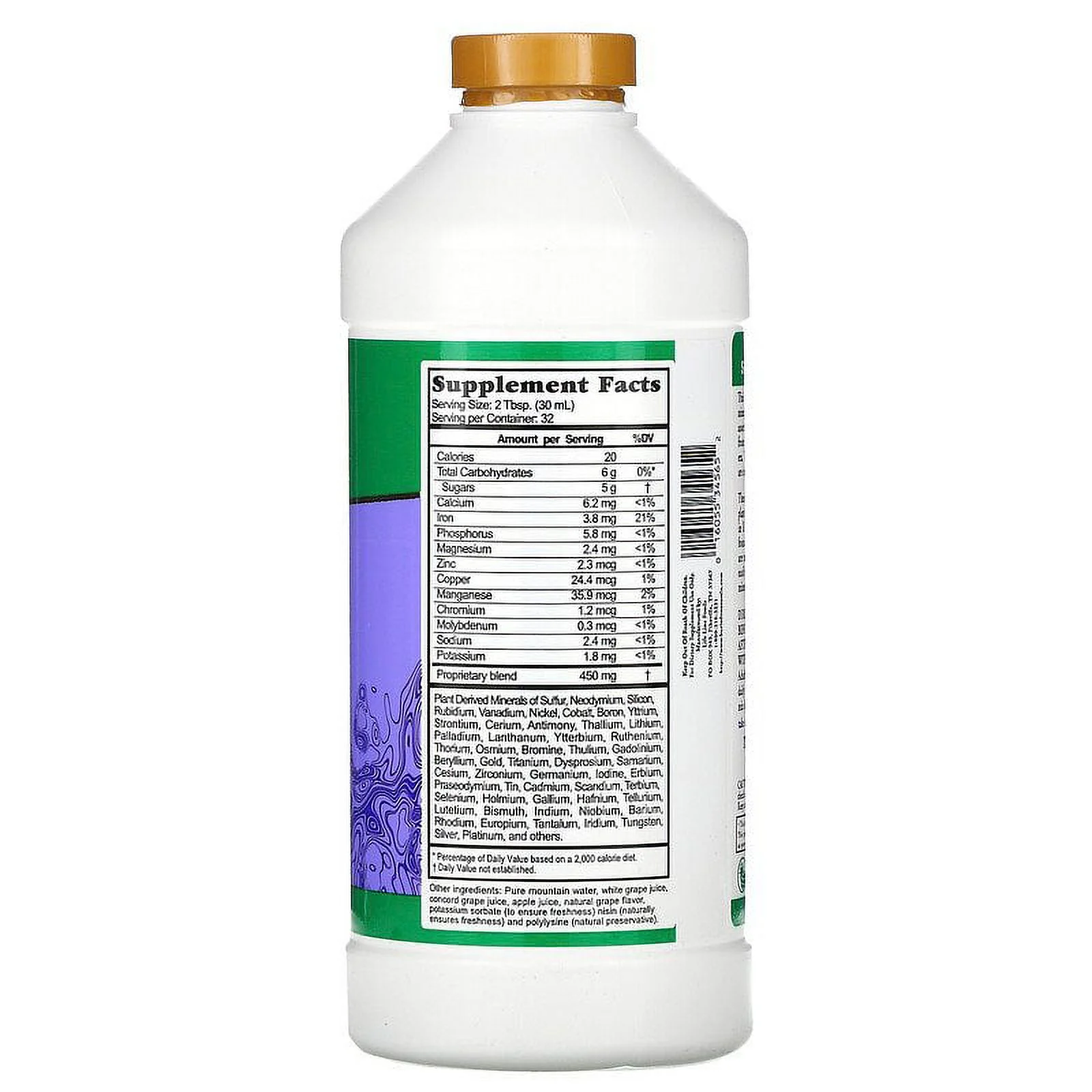 (Pack 1) Buried Treasure, Liquid Nutrients, Colloidal Minerals, Grape, 32 fl oz (946 ml)