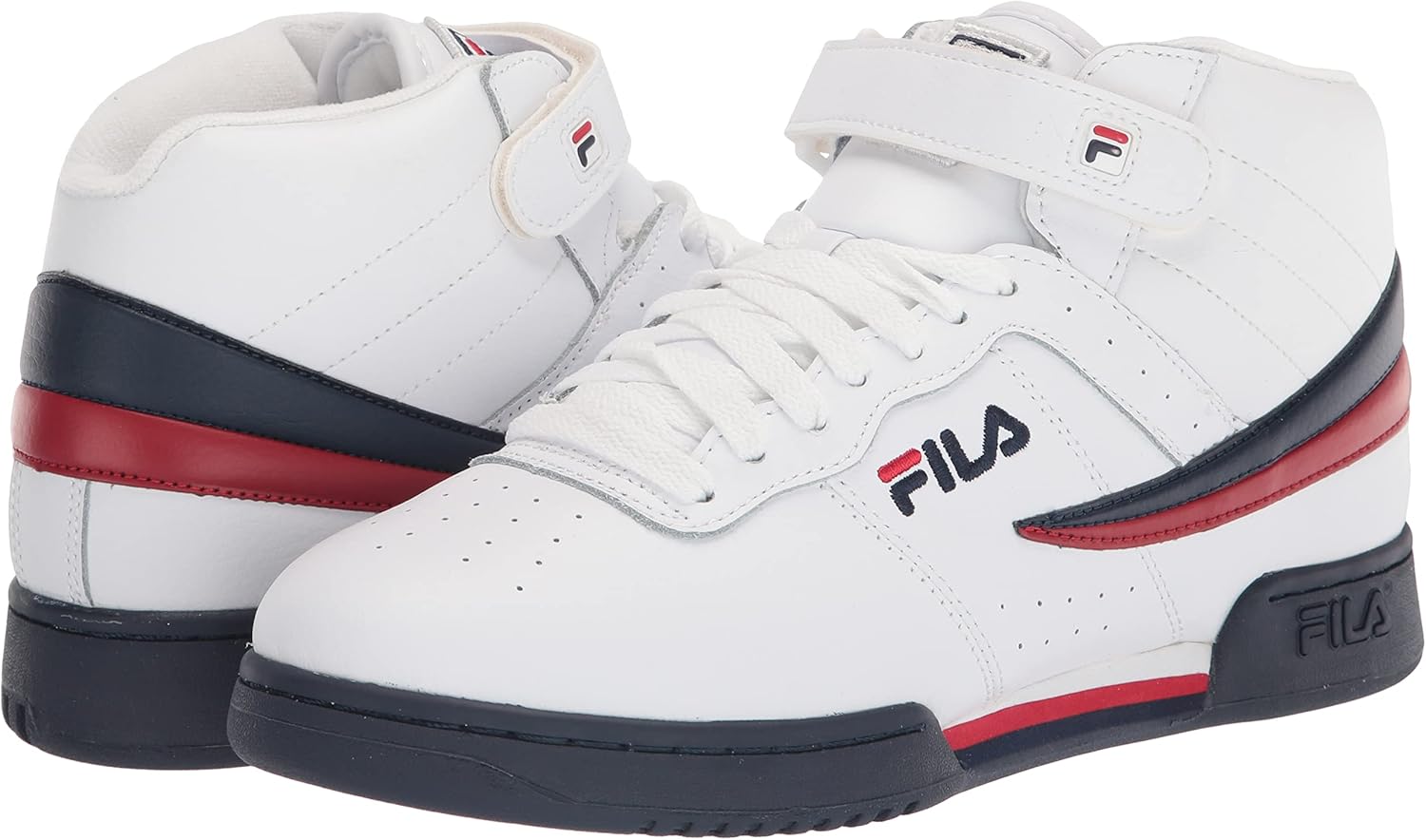 Fila Men's f-13v lea/syn Fashion Sneaker, White/Navy/Red, 10 M US