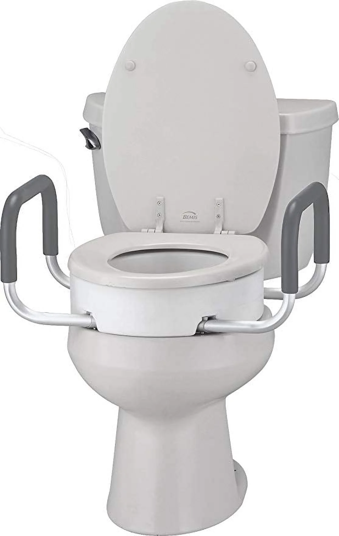 NOVA Medical Products Toilet Seat Riser with Arms, Elongated, White, 3.8 Pound