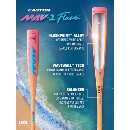 Easton | 2026 | MAV1 Flash Baseball Bat | USA | -11 / -8 Drop | 2 5/8