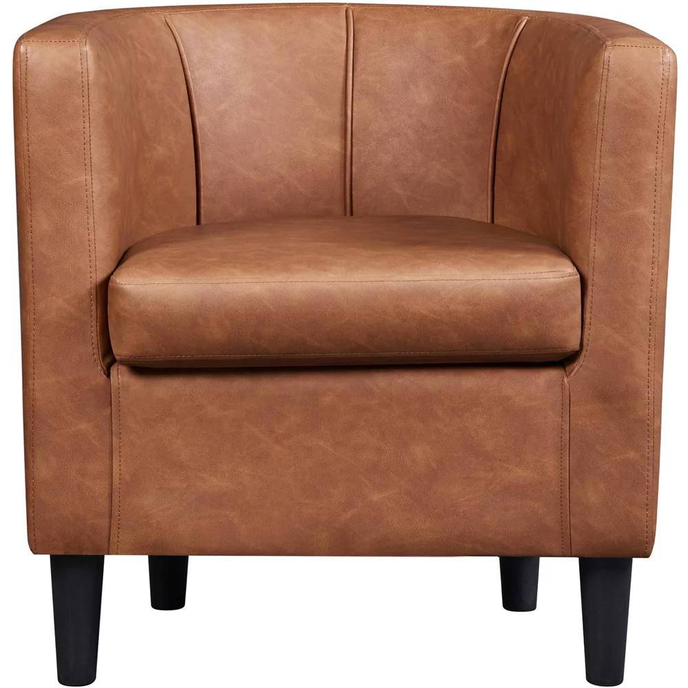 Yaheetech Faux Leather Upholstered Accent Chair,Brown