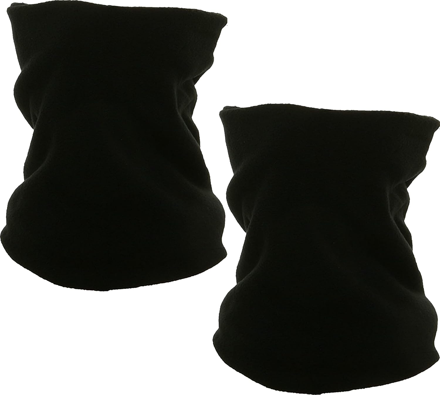 ARMYU Black Thick Micro Fleece Long Warm Winter Heavyweight Double Layer Neck Warmer Gaiter 2-Pack