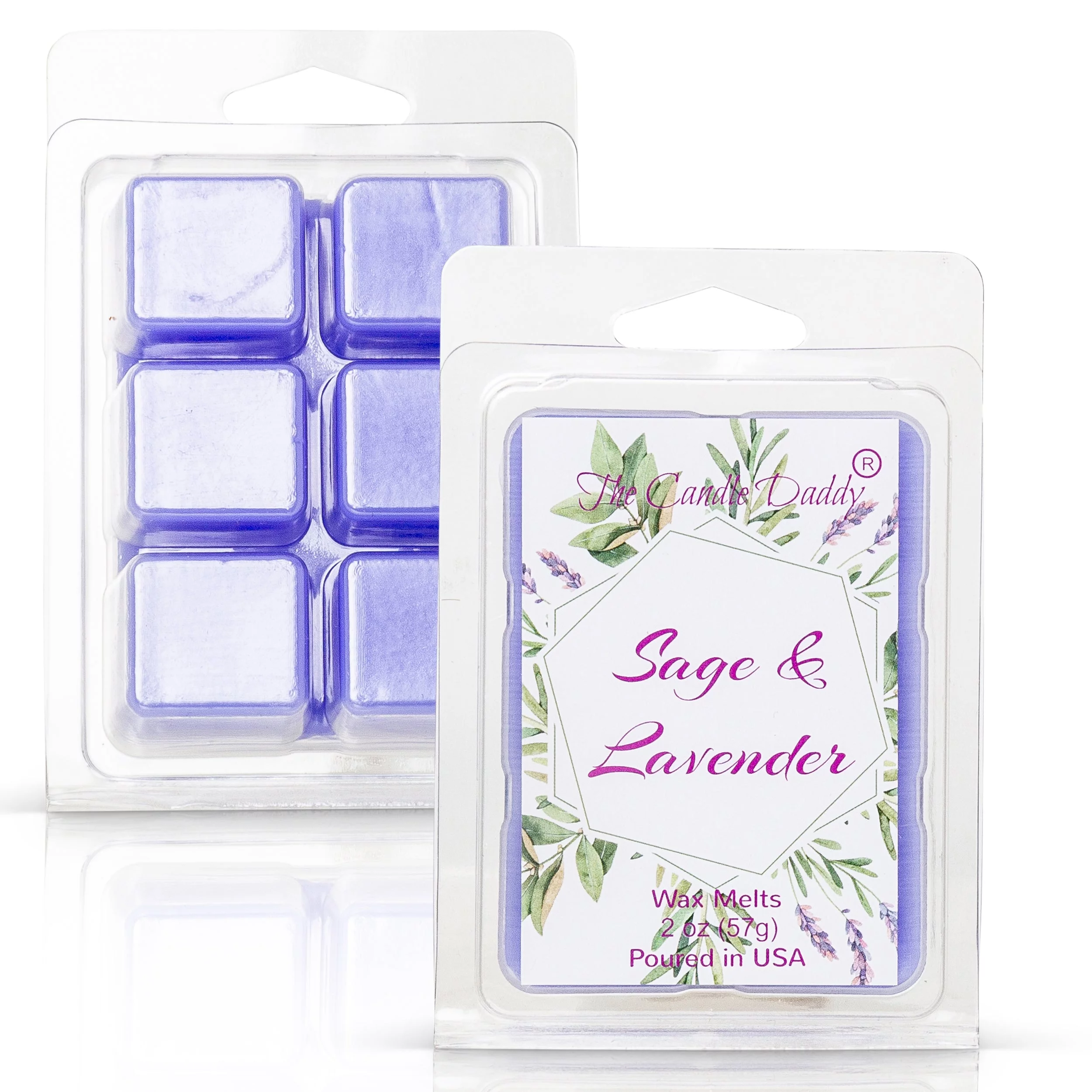 5 Pack - Sage and Lavender - Relaxing Sage and Lavender Scented Melt- Maximum Scent Wax Cubes/Melts - 2 Ounces x 5 Packs = 10 Ounces